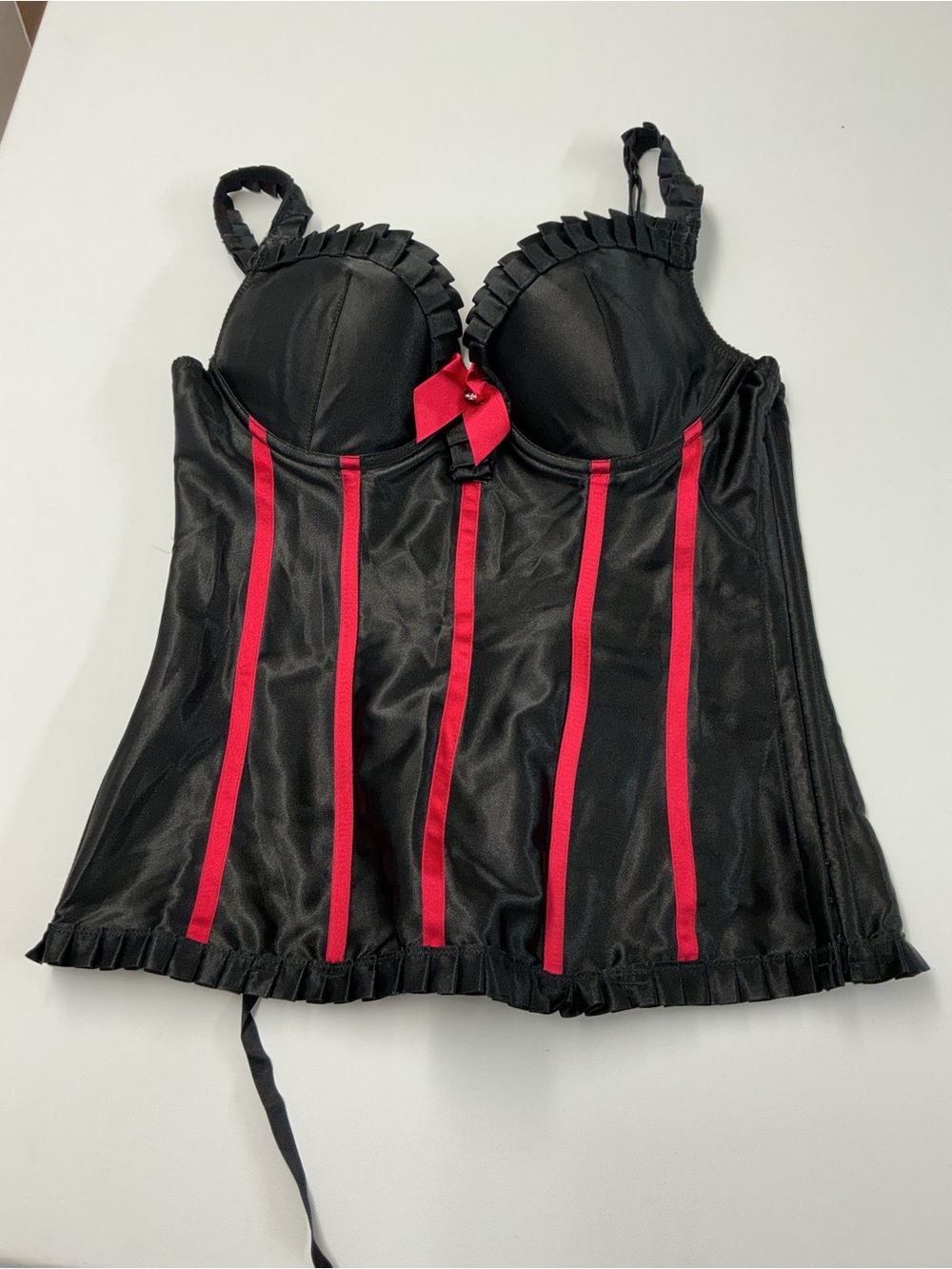 Frederick's of Hollywood Black Bustier with Red Accents
